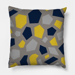 Grey, Mustard Yellow and Navy Blue Mosaic Pillow