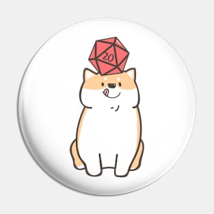 Shiba Inu Polyhedral D20 Dice for Dog Lovers Pin