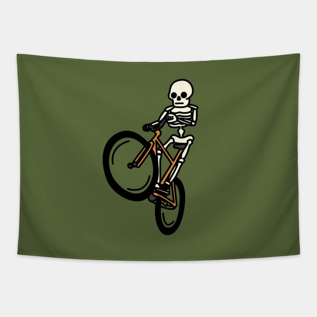 Bike Wheelie Skeleton Dude Tapestry by imotvoksim