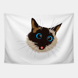 Siamese Cat silly Tongue Out Blep Tapestry