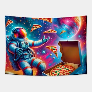 Astronaut in Space with Pizza, Love Eating Tapestry