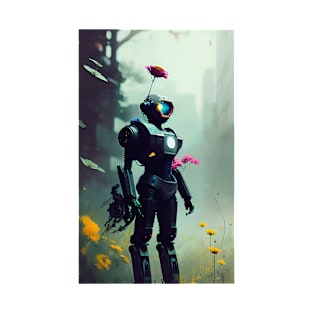 Robot with Flower T-Shirt