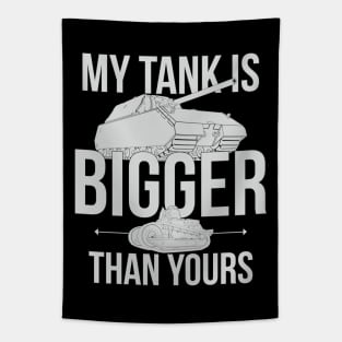 My tank is bigger than yours (black and white version) Tapestry