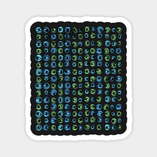 Green Blue Eyes Modern Decorative Abstract Mosaic Dots Pattern Night Magnet