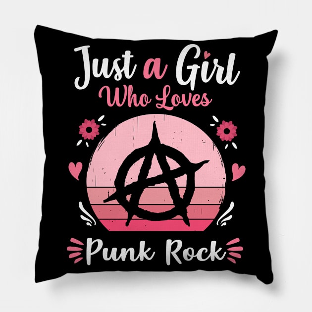 Just A Girl Who Loves Punk Rock Pink Retro Vintage gift idea Pillow by Lyume