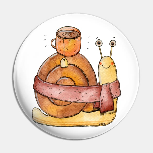 Cozy Snail Tea Pin by Tania Tania