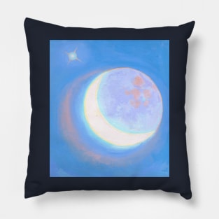 glowing crescent moon Pillow