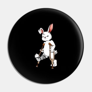 On crutches - cartoon rabbit Pin