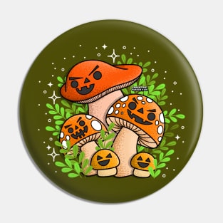 Jack-o-lantern Pumpkin Mushrooms for Halloween Pin