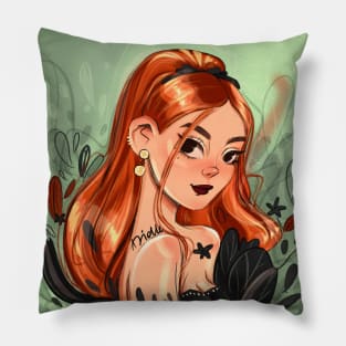 Girl in black Pillow