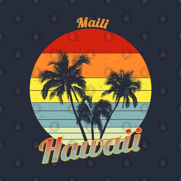 Maili Hawaii Retro Tropical Palm Trees Vacation by macdonaldcreativestudios