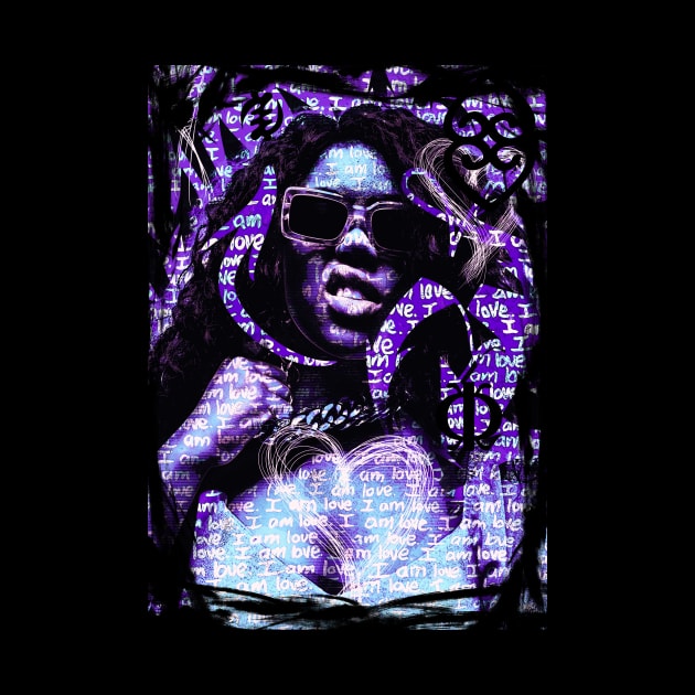 I AM Love Strong Black Woman Neo Pop Graffiti style Purple by Glass Table Designs