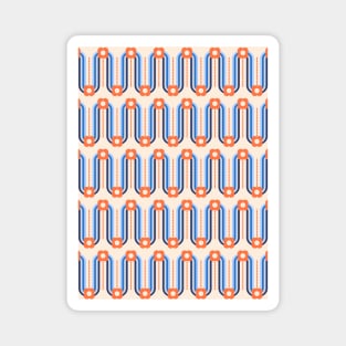 Apricot Crush, Blue, Retro Waves and Flowers Magnet