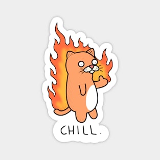 Chill cat on fire! Magnet