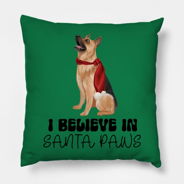 Santa Paws German Shepherd Christmas Pillow by Curio Pop Relics