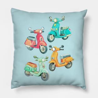 Pastel Chalkboard Scooters Pillow