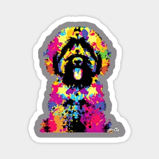 Black Russian Terrier Dog Colorful Stencil Magnet