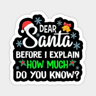 Funny Christmas Shirts Kids Adults Dear Santa Before How Much Do You Know Christmas Gift Magnet