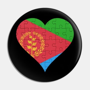 Eritrean Jigsaw Puzzle Heart Design - Gift for Eritrean With Eritrea Roots Pin