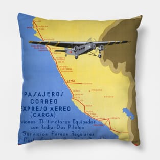 Aerovias Peruanas Peru Vintage Poster 1936 Pillow