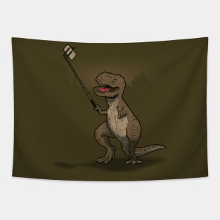 Funny Cute T-Rex Dinosaur Taking Selfie Funny Selfie Tapestry