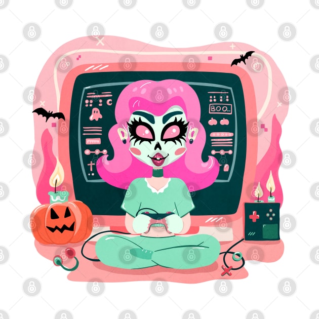 Halloween Console Zombie Video Gamer Girl by enchantedrealm