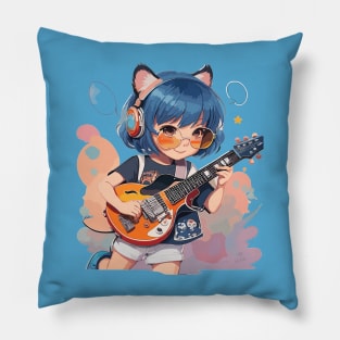 A little girl plays the guitar Pillow