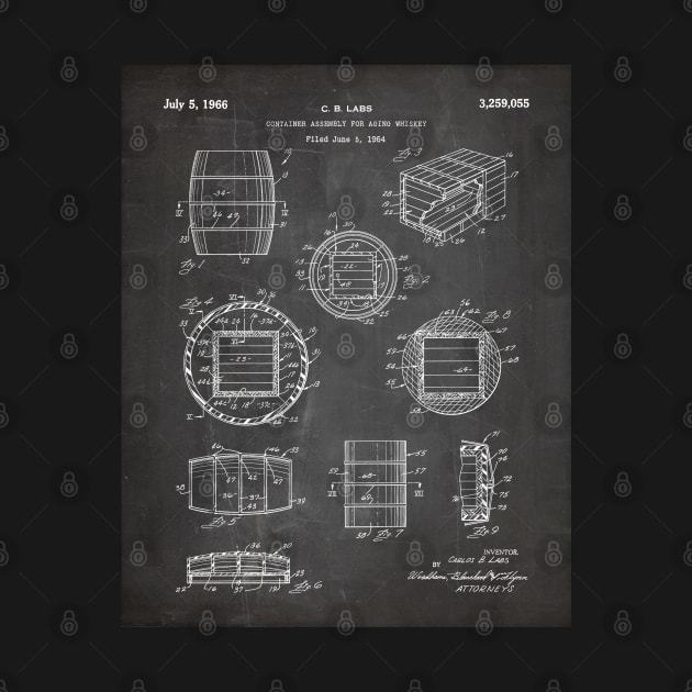 Whisky Barrel Patent - Whisky Art - Black Chalkboard by patentpress