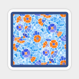 Orange Mosaic Flowers Magnet