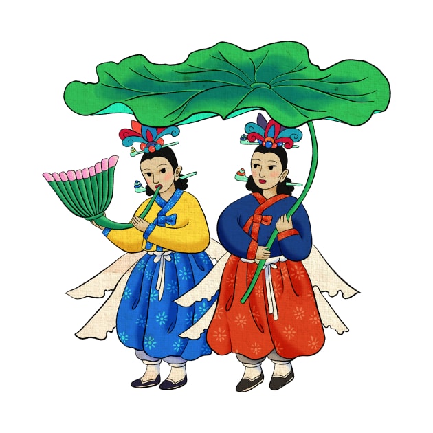 Minhwa: Taoist Fairy Sisters B-1 Type by koreanfolkpaint