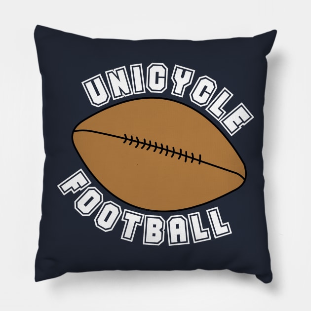 Unicycle Football White Text Pillow by Barthol Graphics