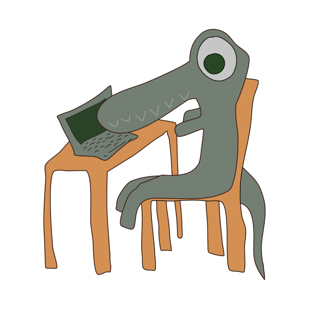 Aligator at a desk by Sci-Emily