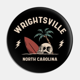 Vintage Surfing Wrightsville North Carolina // Retro Surf Skull Pin