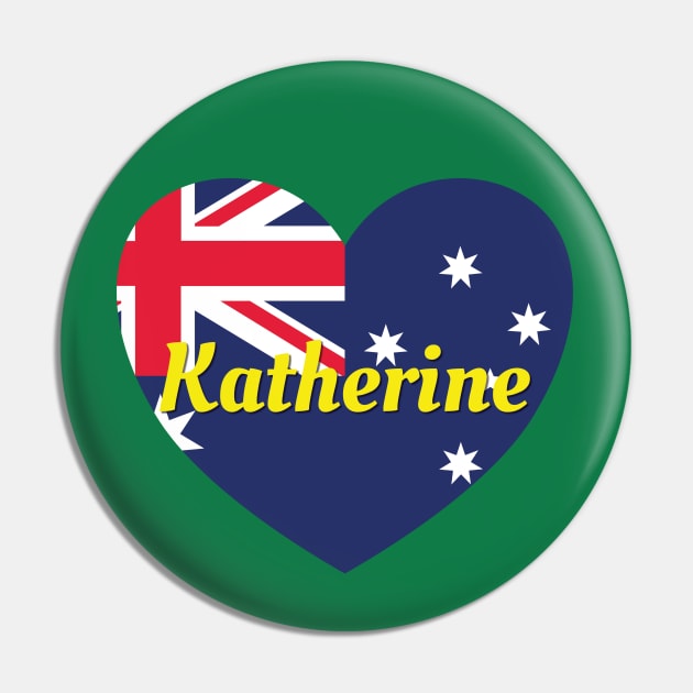 Katherine NT Australia Australian Flag Heart Pin by DPattonPD