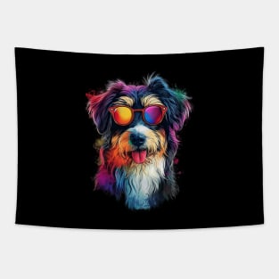 Colourful Cool Golden Doodle Dog with Sunglasses Tapestry