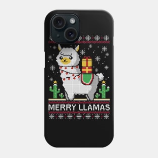 Merry llamas christmas ugly sweater Phone Case