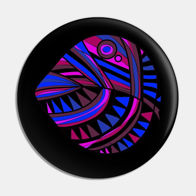 Mazipoodles New Fish Head Leaf Black Magenta Blue Pin by Mazipoodles