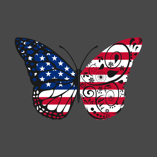 United states - USA Flag Patriotic Butterfly Design by Anonic