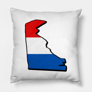 Red, White, and Blue Delaware Outline Pillow