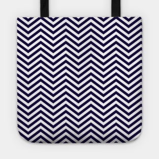 Simple Navy Blue and White Chevron Pattern Tote