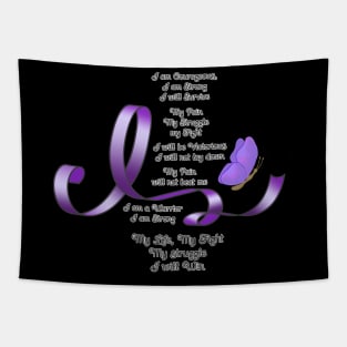 My Struggle Purple Ribbon with Butterflies Tapestry