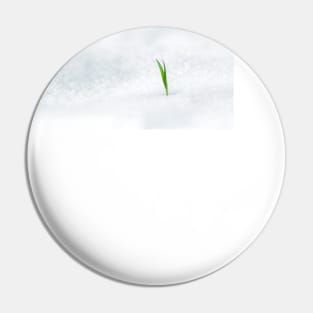 Twin green blade of grass on snow Pin