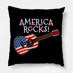 4th July Acoustic Guitar, America Rocks, Guitarist Musician Pillow