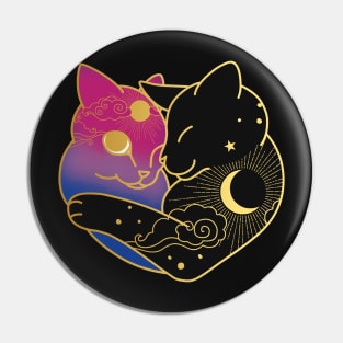 Bisexual Celestial Cat Heart Pin