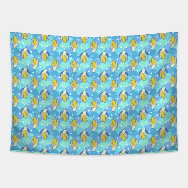 Banana Stars Scalloped Pattern Tapestry by saradaboru