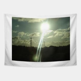 Sun and power lines Tapestry