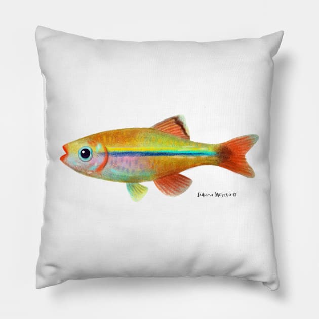 White Cloud Minnows Fish Pillow by julianamotzko