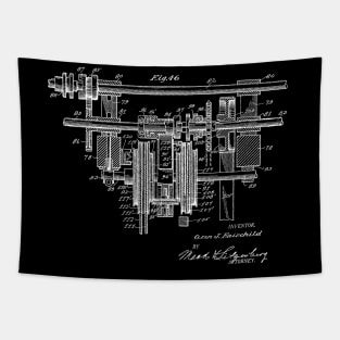 Automatic Bowling Machine Vintage Patent Drawing Tapestry