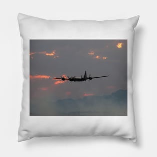 B-29 Bomber Plane flying at Sunset Pillow