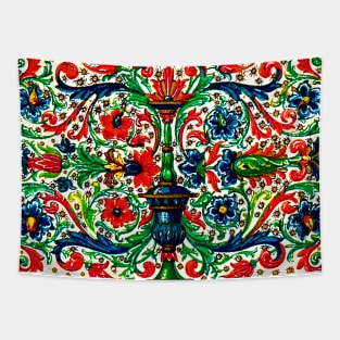 Jeweled Manuscript Flowers Tapestry